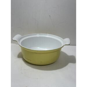Descoware Casserole Dish Pan Enameled Cast Iron 17B 18 FE‎ Yellow No Lid Belgium